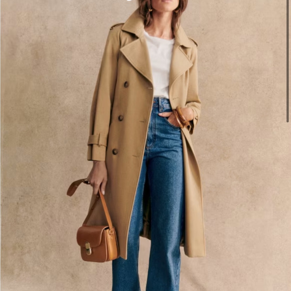 Sezane Scott Camel Trench Coat Sz 4